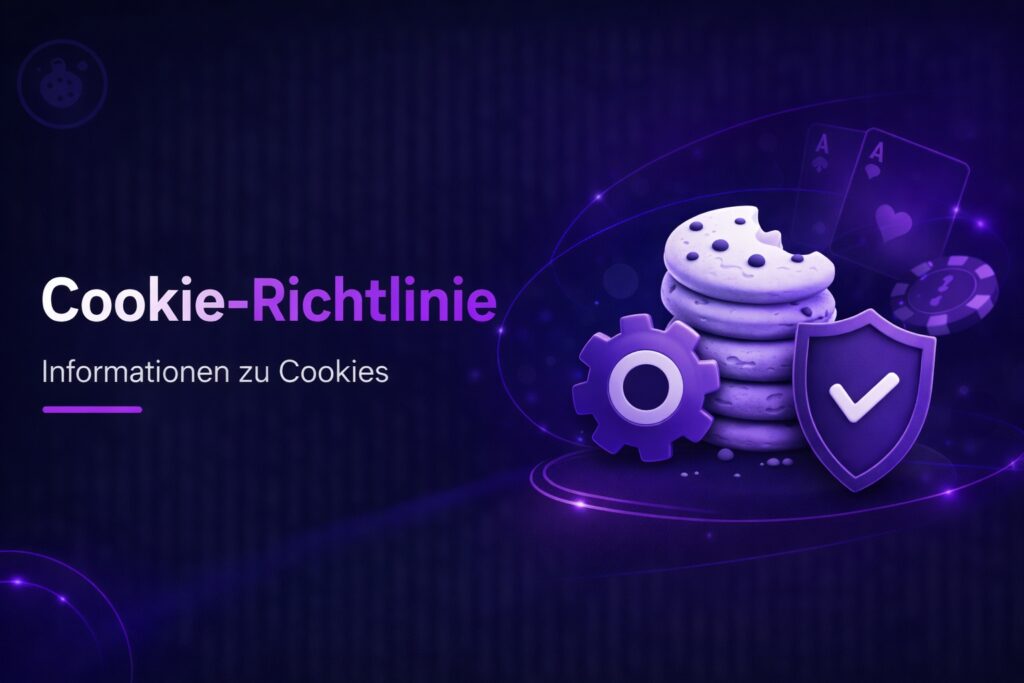 Banner zur Cookie-Richtlinie von neue-casinos.com mit Cookie-Symbol, Einstellungen und Datenschutz im Online Casino Bereich