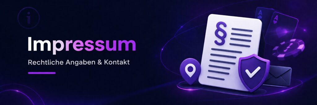 Impressum Seite von neue-casinos.com mit rechtlichen Angaben, Unternehmensinformationen und Kontaktinformationen