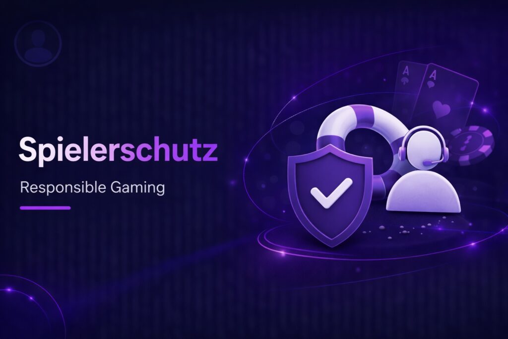 Spielerschutz auf neue-casinos.com mit Symbolen für verantwortungsvolles Spielen und Sicherheit